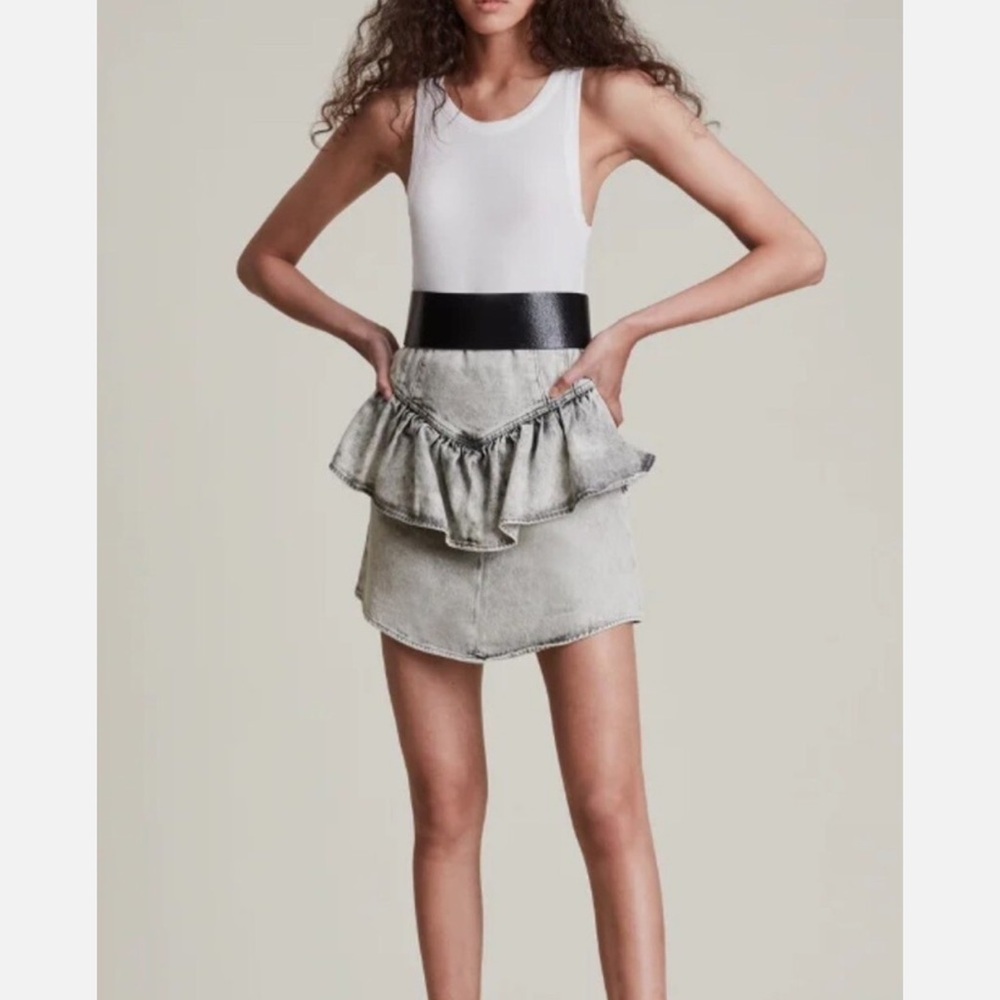 NWT All saints denim peplum skirt